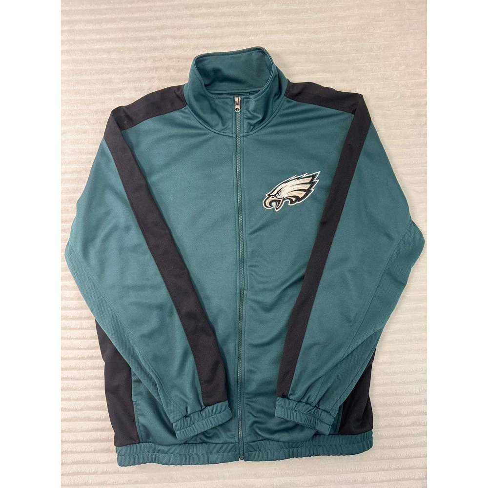 NFL Philadelphia Eagles Mens Track Jacket Green Black Full Zip Large L Fan Gear - Picture 1 of 14